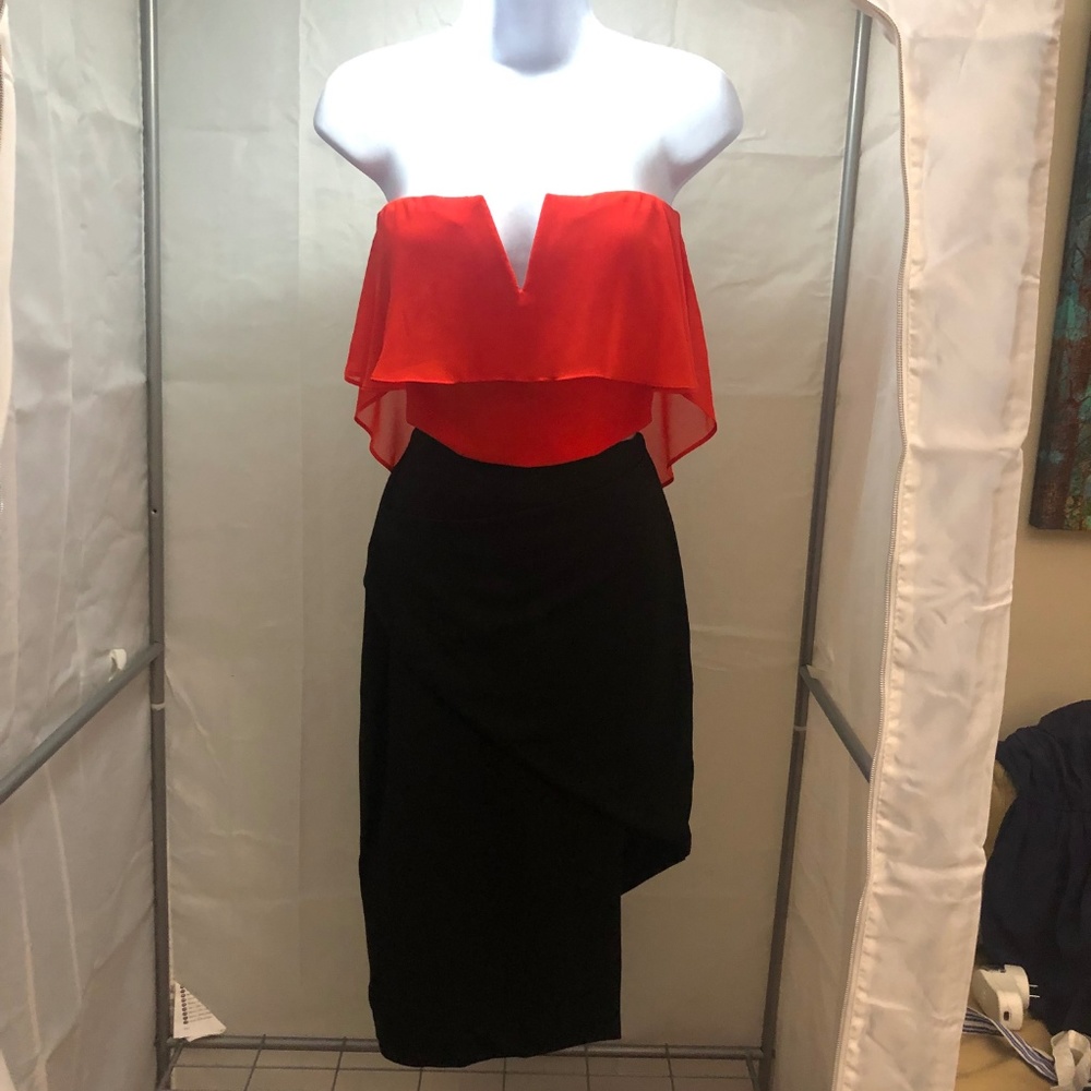 Red Strapless Bebe Top